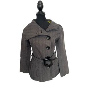NOT AVAILABLE Soïa&Kyo Gray Women's Belted pea Coat Size XS